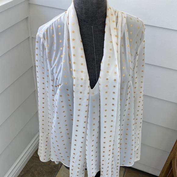 Shining Star Bow Blouse Classic Bow Tie Top made with ultimate patriotic Stars - Picture 8 of 10